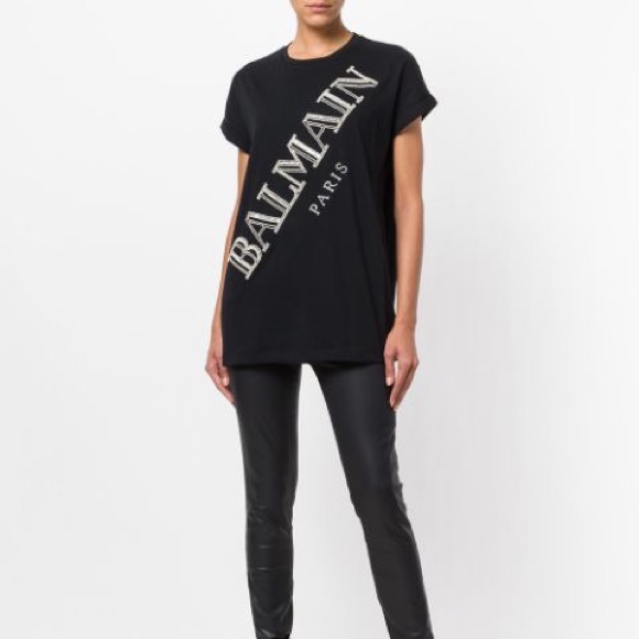 Authentic Balmain Crystal Logo T-shirt Size Small - Picture 2 of 11